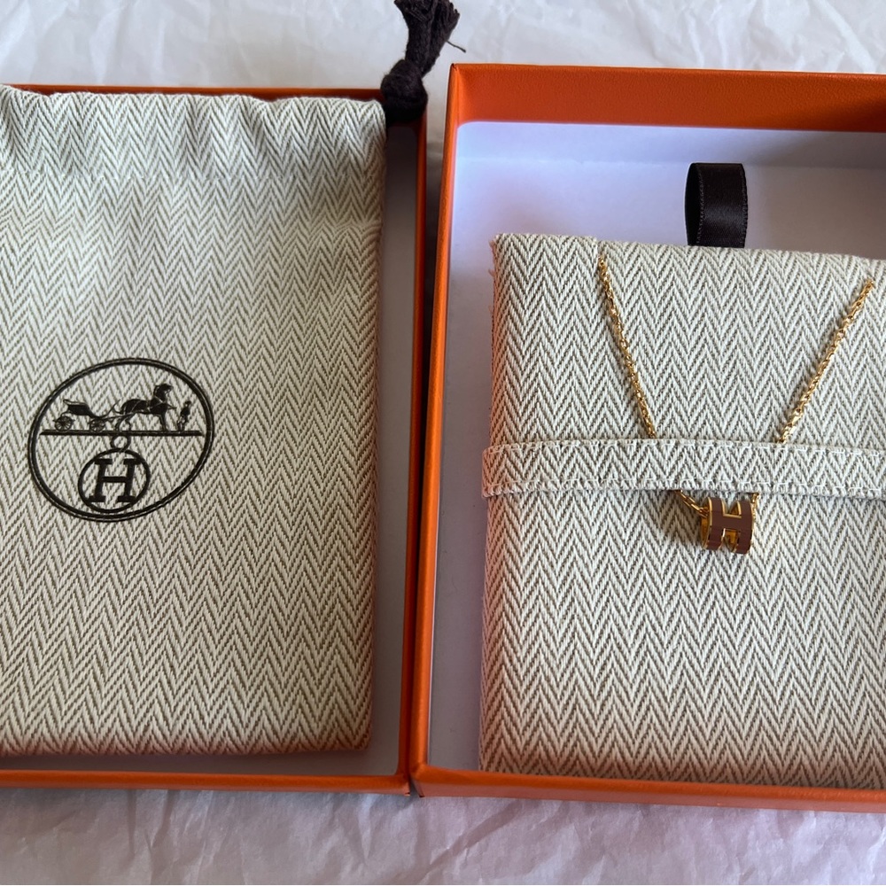 Authentic Hermes Mini Pop H pendant gold brand new